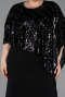 Abendkleid in Übergröße Midi Schwarz ABK2609