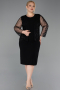 Abendkleid in Übergröße Midi Schwarz ABK2417