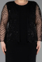 Abendkleid in Übergröße Midi Schwarz ABK2417