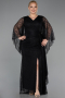 Abendkleid in Übergröße Lang Spitze Schwarz ABU6065