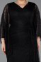 Abendkleid in Übergröße Lang Spitze Schwarz ABU6065