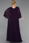 Abendgarderobe in Großen Größen Lang Chiffon Violett dunkel ABU6066