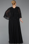 Abendgarderobe in Großen Größen Lang Chiffon Schwarz ABU6066