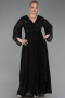 Abendgarderobe in Großen Größen Lang Chiffon Schwarz ABU6067