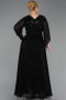 Abendgarderobe in Großen Größen Lang Chiffon Schwarz ABU6067