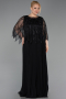 Schwarz-Schwarz Abendkleid İn Übergröße Chiffon Lang ABU4633
