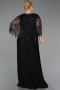 Schwarz-Schwarz Abendkleid İn Übergröße Chiffon Lang ABU4633