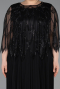 Schwarz-Schwarz Abendkleid İn Übergröße Chiffon Lang ABU4633