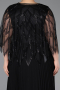 Schwarz-Schwarz Abendkleid İn Übergröße Chiffon Lang ABU4633
