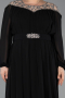 Kleider in Großen Größen Lang Chiffon Schwarz ABU5555
