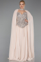 Beige Abendkleid İn Übergröße Chiffon Lang ABU5940