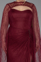 Abendkleid in Übergröße Lang Spitze Weinrot ABU6070
