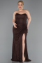 Abendkleid in Übergröße Lang Spitze Braun ABU6070