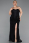 Abendkleid in Übergröße Lang Spitze Schwarz ABU6070