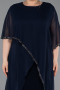 Einladungskleid In Übergröße Midi Chiffon Marineblau ABK2600