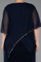 Einladungskleid In Übergröße Midi Chiffon Marineblau ABK2600