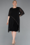 Einladungskleid In Übergröße Midi Chiffon Schwarz ABK2600