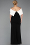 Schwarz-Creme Abendkleid İn Übergröße Lang ABU3945