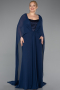 Abendgarderobe in Großen Größen Lang Chiffon Marineblau ABU6071