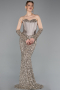 Abendkleid Lang Schuppig Beige ABU6041
