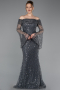 Anthrazit Abendkleid İm Meerjungfrau-Stil Schuppig Lang ABU5623