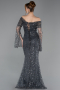Anthrazit Abendkleid İm Meerjungfrau-Stil Schuppig Lang ABU5623