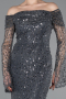 Anthrazit Abendkleid İm Meerjungfrau-Stil Schuppig Lang ABU5623