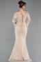 Beige Abendkleid İm Meerjungfrau-Stil Schuppig Lang ABU5623