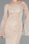Beige Abendkleid İm Meerjungfrau-Stil Schuppig Lang ABU5623