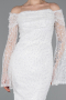 Weiß Abendkleid İm Meerjungfrau-Stil Schuppig Lang ABU5623