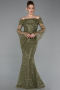 Khaki Abendkleid İm Meerjungfrau-Stil Schuppig Lang ABU5623