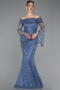 Indigo Abendkleid İm Meerjungfrau-Stil Schuppig Lang ABU5623