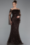 Braun Abendkleid İm Meerjungfrau-Stil Schuppig Lang ABU5623