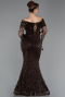 Braun Abendkleid İm Meerjungfrau-Stil Schuppig Lang ABU5623
