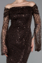 Braun Abendkleid İm Meerjungfrau-Stil Schuppig Lang ABU5623