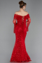 Rot Abendkleid İm Meerjungfrau-Stil Schuppig Lang ABU5623