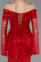 Rot Abendkleid İm Meerjungfrau-Stil Schuppig Lang ABU5623