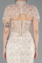 Beige Abendkleid İm Meerjungfrau-Stil Perlenbesetzt Lang ABU5697