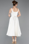 Weiß Partykleid Satin Midi ABK2586