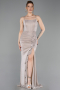 Abschlusskleid Lang Beige ABU6082