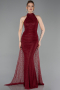 Abendkleid Lang Spitze Weinrot ABU6084
