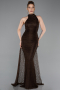 Abendkleid Lang Spitze Braun ABU6084