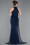 Abendkleid Lang Spitze Marineblau ABU6084