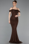 Abendkleid Lang Spitze Braun ABU6085