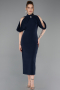 Marineblau Abendkleid Midi ABK2517