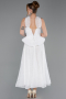 Abendkleid Midi Spitze Weiß ABK2613