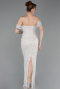 Abendkleid Lang Perlenbesetzt Beige ABU6057