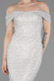 Abendkleid Lang Perlenbesetzt Beige ABU6057