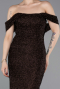 Abendkleid Lang Perlenbesetzt Braun ABU6057