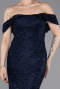 Abendkleid Lang Perlenbesetzt Marineblau ABU6057